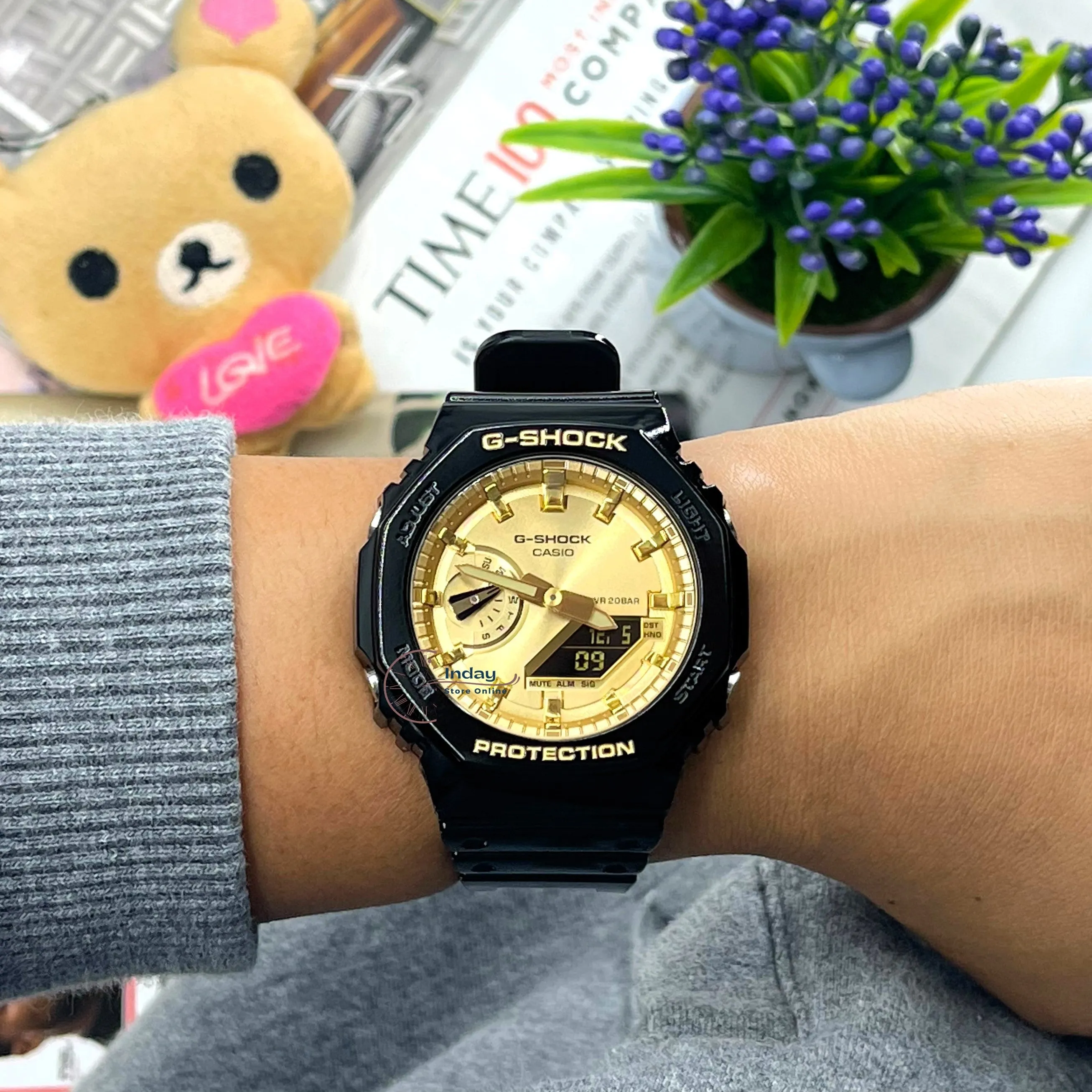 Casio G-Shock Men's Watch GA-2100GB-1A Analog-Digital 2100 Series Shock Resistant Carbon Core Guard Structure