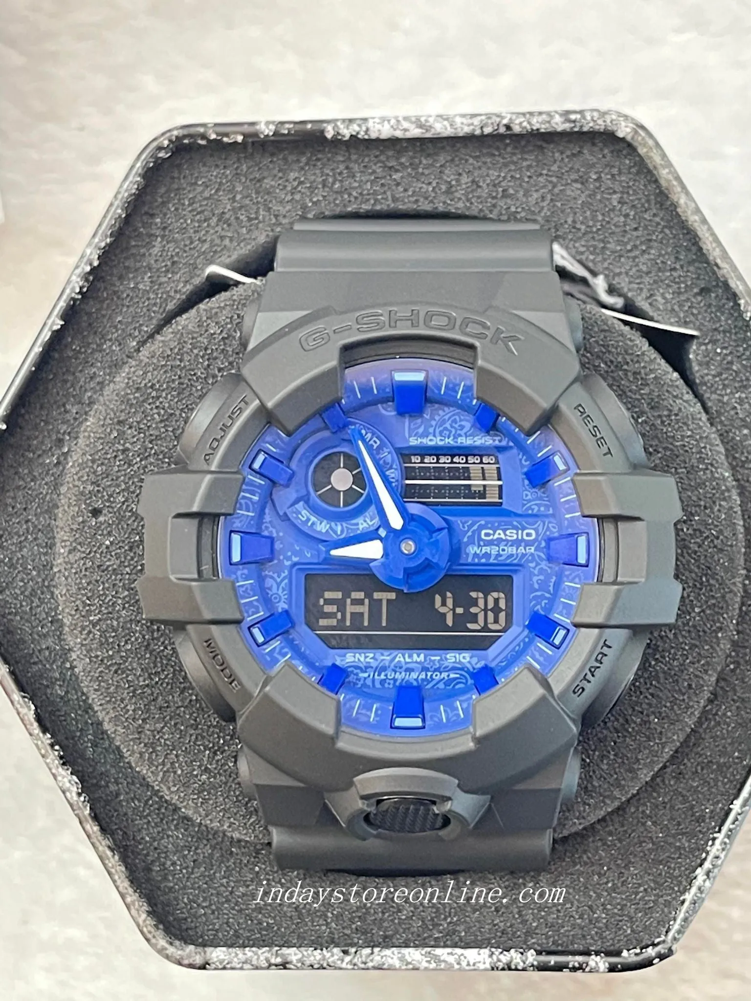 Casio G-Shock Men's Watch GA-700BP-1A Analog-Digital GA-700 Series Paisley Blue and Black Series