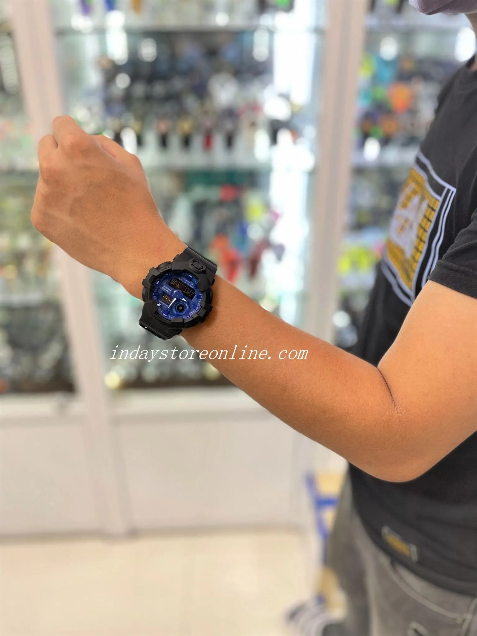 Casio G-Shock Men's Watch GA-700BP-1A Analog-Digital GA-700 Series Paisley Blue and Black Series
