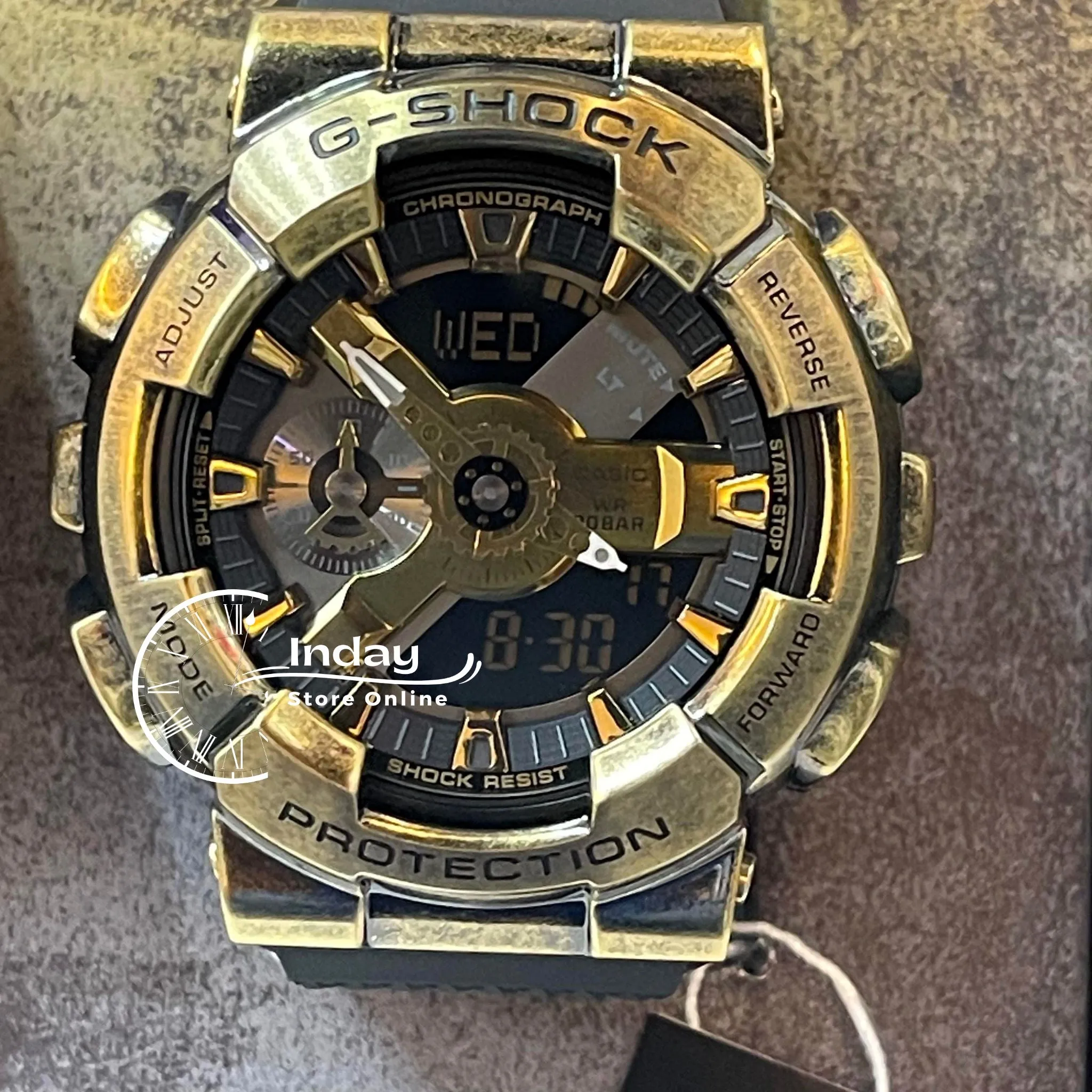 Casio G-Shock Men's Watch GM-110VG-1A9 Analog-DIigital 110 Series 2023 New Release Finished with Aged IP in Gold