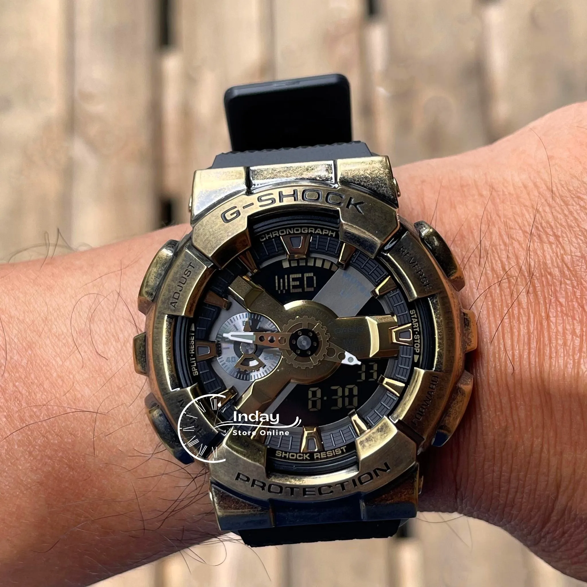 Casio G-Shock Men's Watch GM-110VG-1A9 Analog-DIigital 110 Series 2023 New Release Finished with Aged IP in Gold