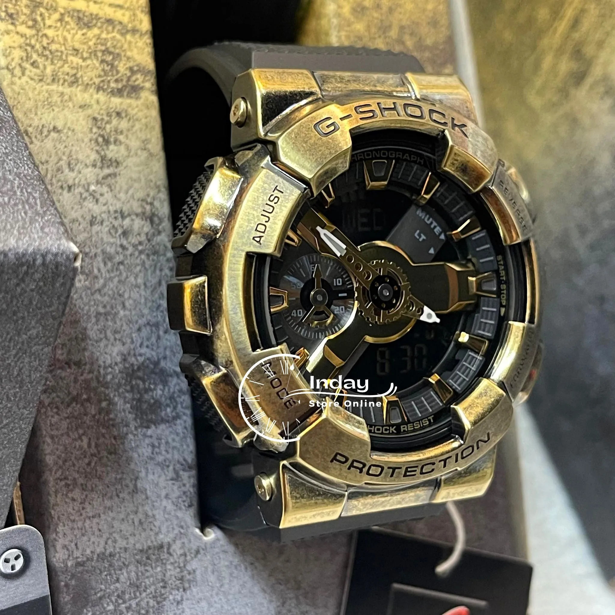 Casio G-Shock Men's Watch GM-110VG-1A9 Analog-DIigital 110 Series 2023 New Release Finished with Aged IP in Gold