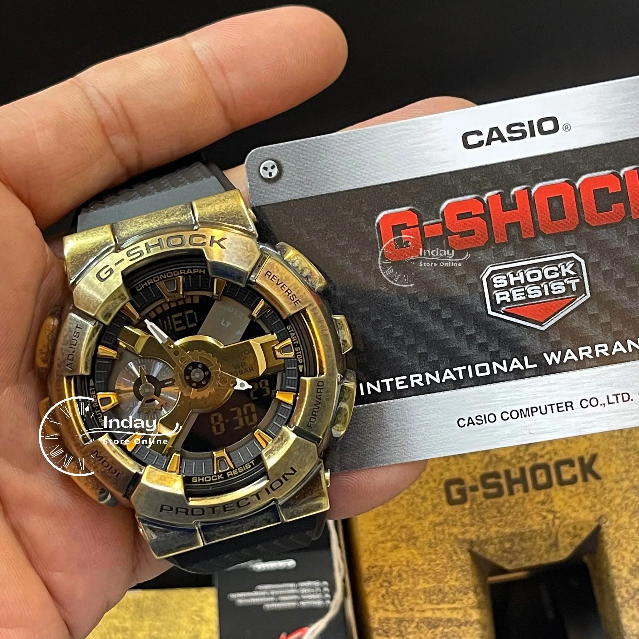 Casio G-Shock Men's Watch GM-110VG-1A9 Analog-DIigital 110 Series 2023 New Release Finished with Aged IP in Gold