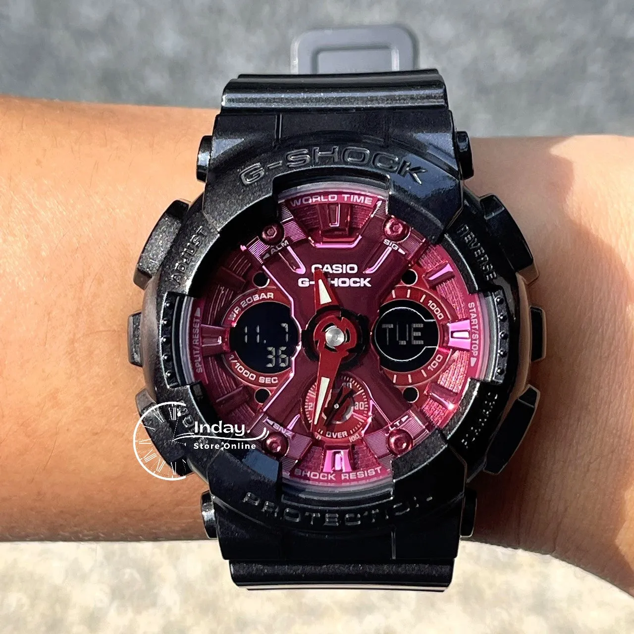 Casio G-Shock Women's Watch GMA-S120RB-1A Analog-Digital Shock Resistant Carbon Core Guard Structure
