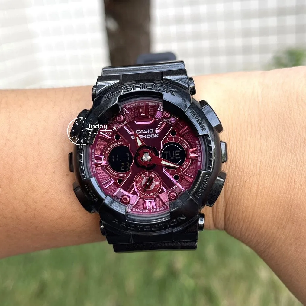 Casio G-Shock Women's Watch GMA-S120RB-1A Analog-Digital Shock Resistant Carbon Core Guard Structure