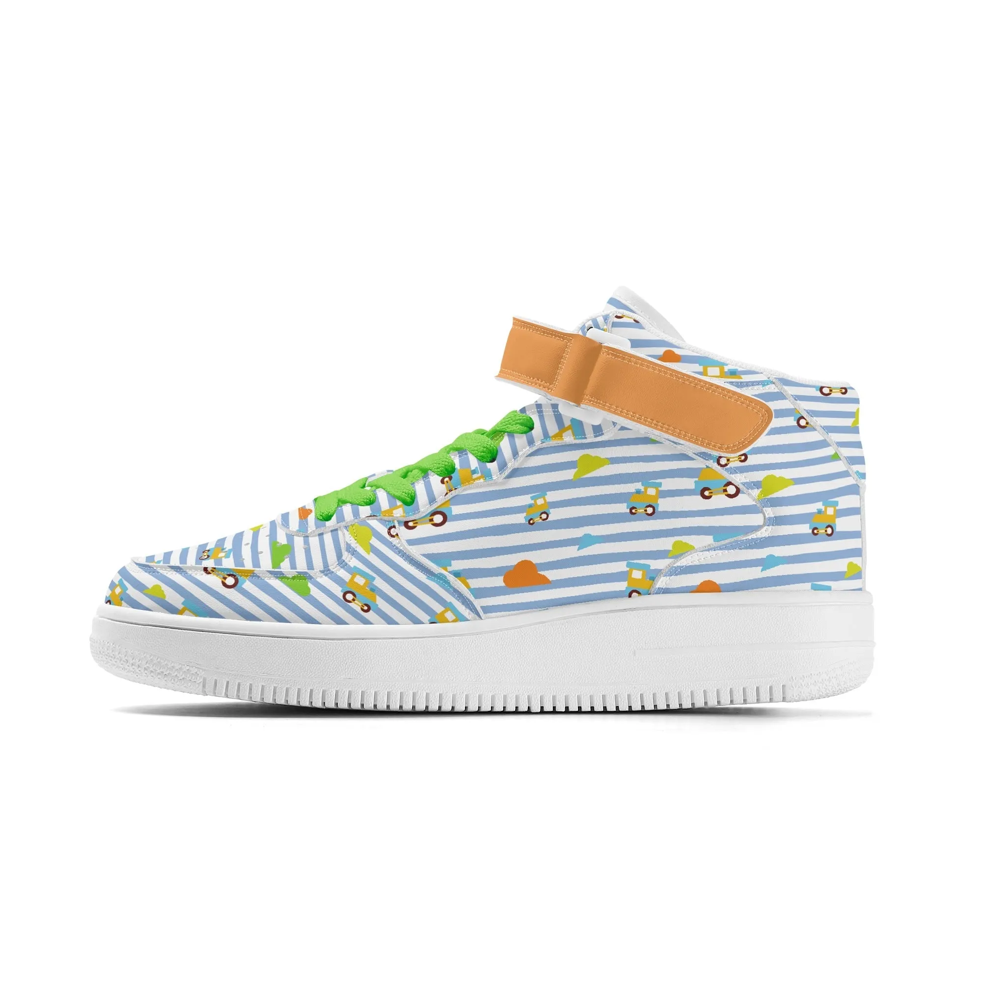 Choo-Choo Stripes Ladies High Top Leather Sneakers