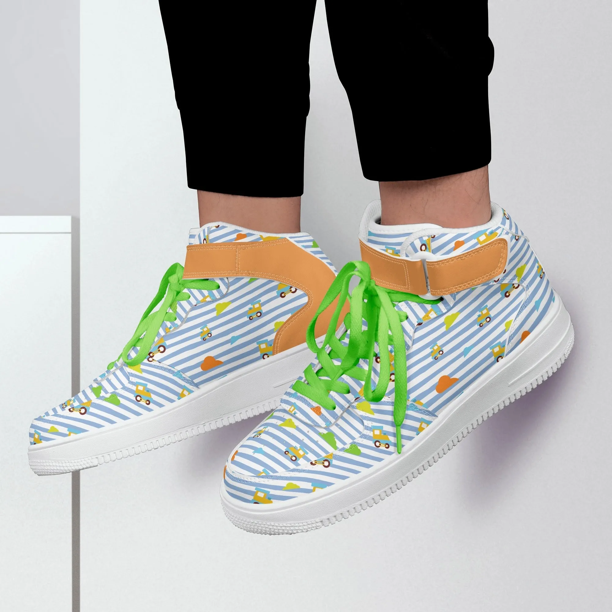 Choo-Choo Stripes Ladies High Top Leather Sneakers
