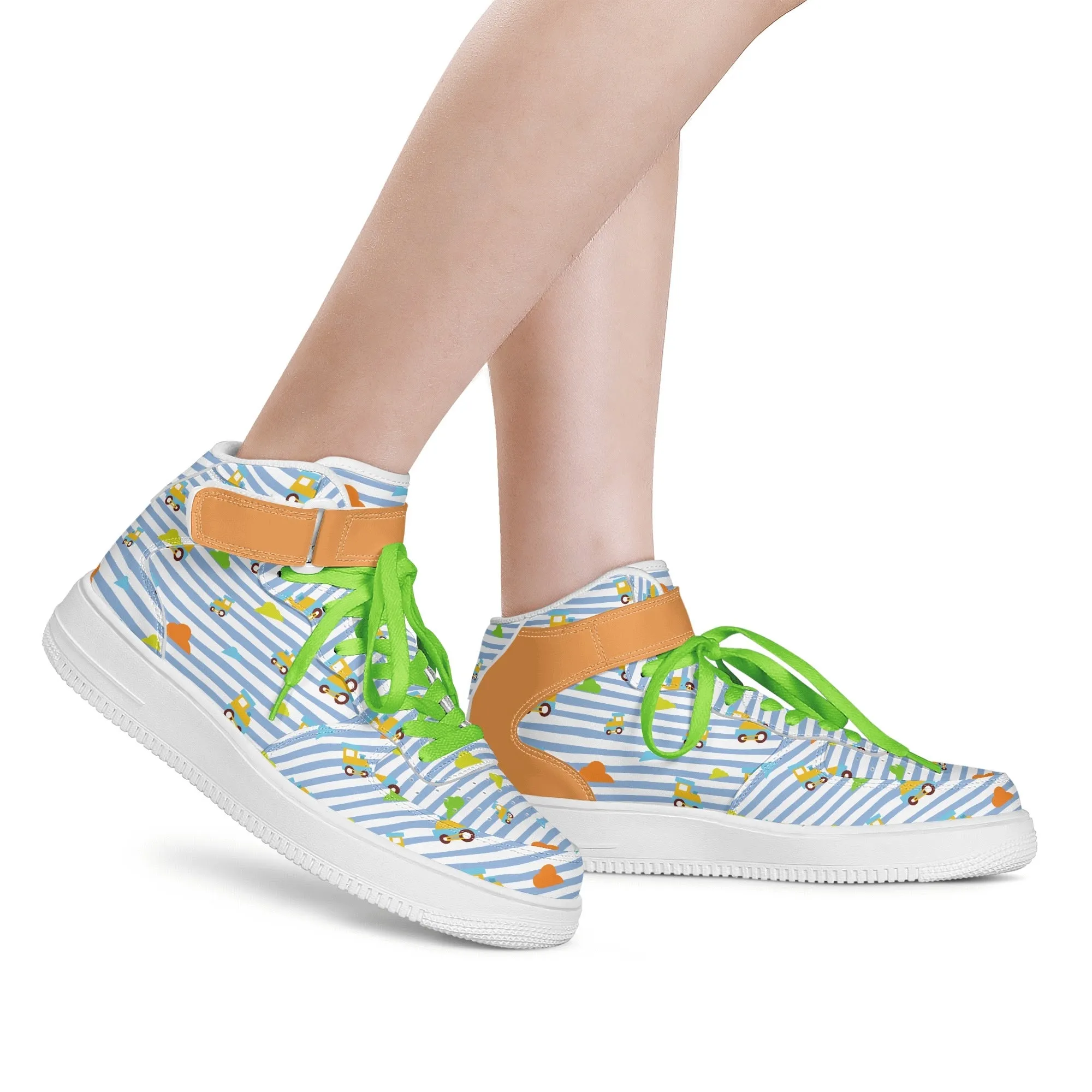 Choo-Choo Stripes Ladies High Top Leather Sneakers