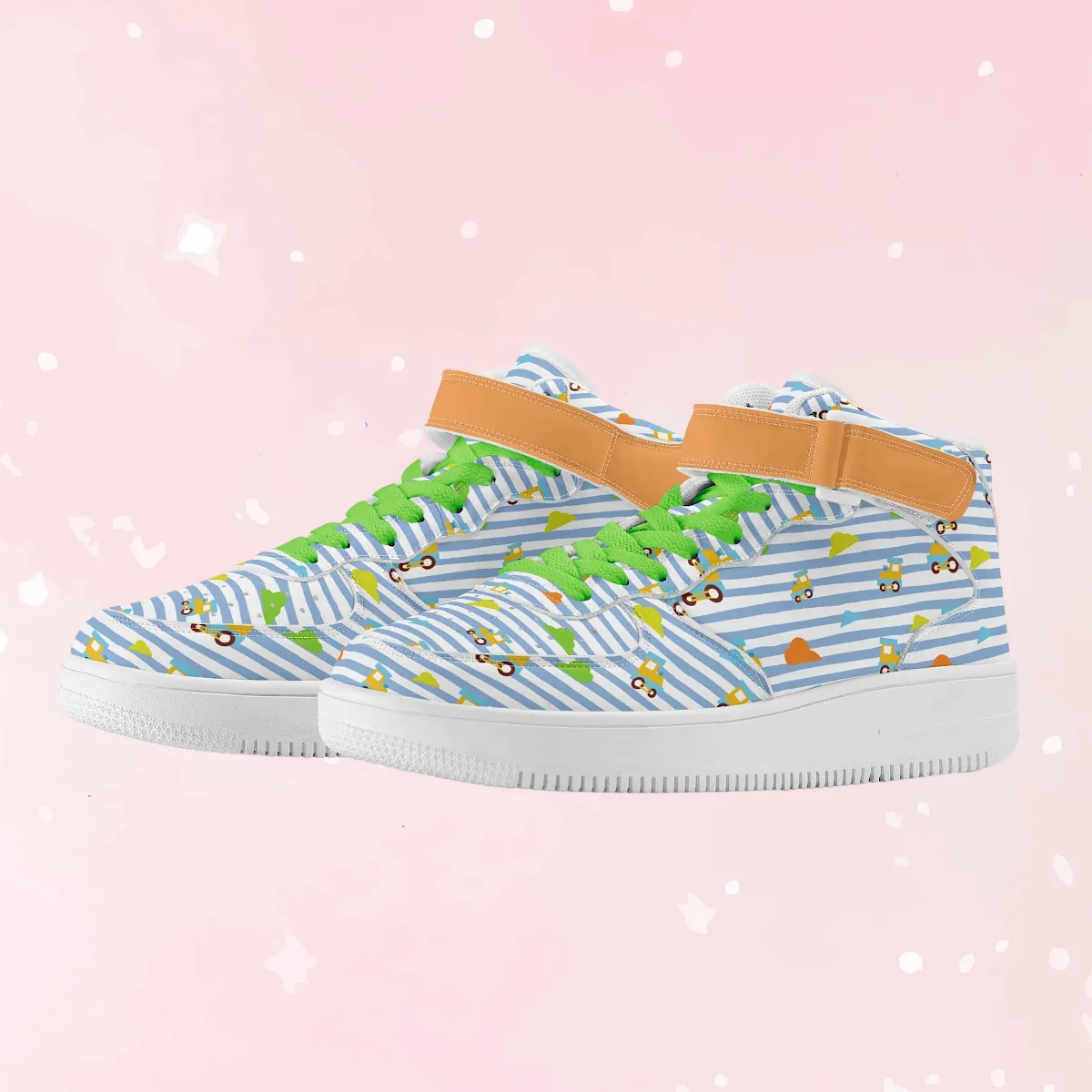 Choo-Choo Stripes Ladies High Top Leather Sneakers