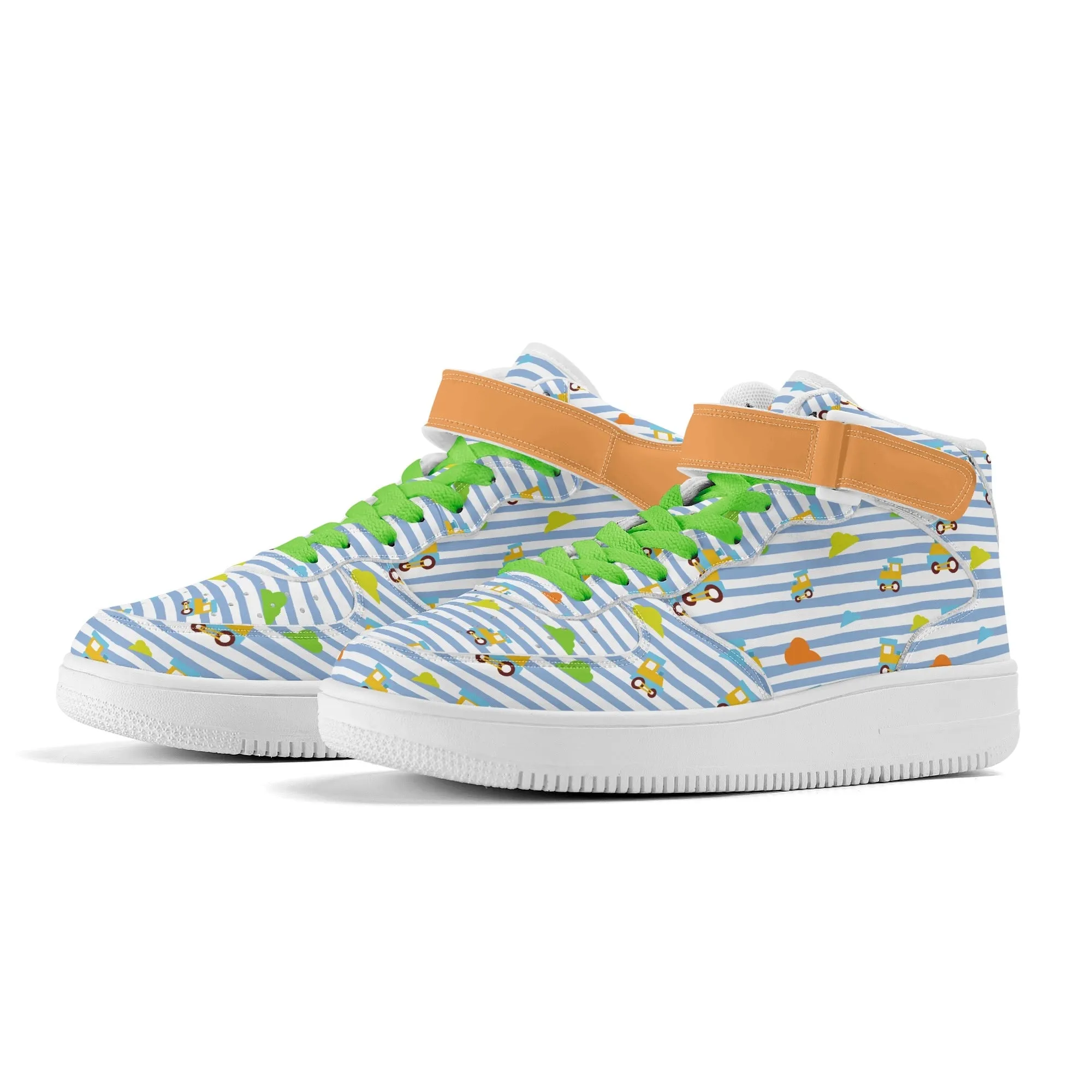 Choo-Choo Stripes Ladies High Top Leather Sneakers