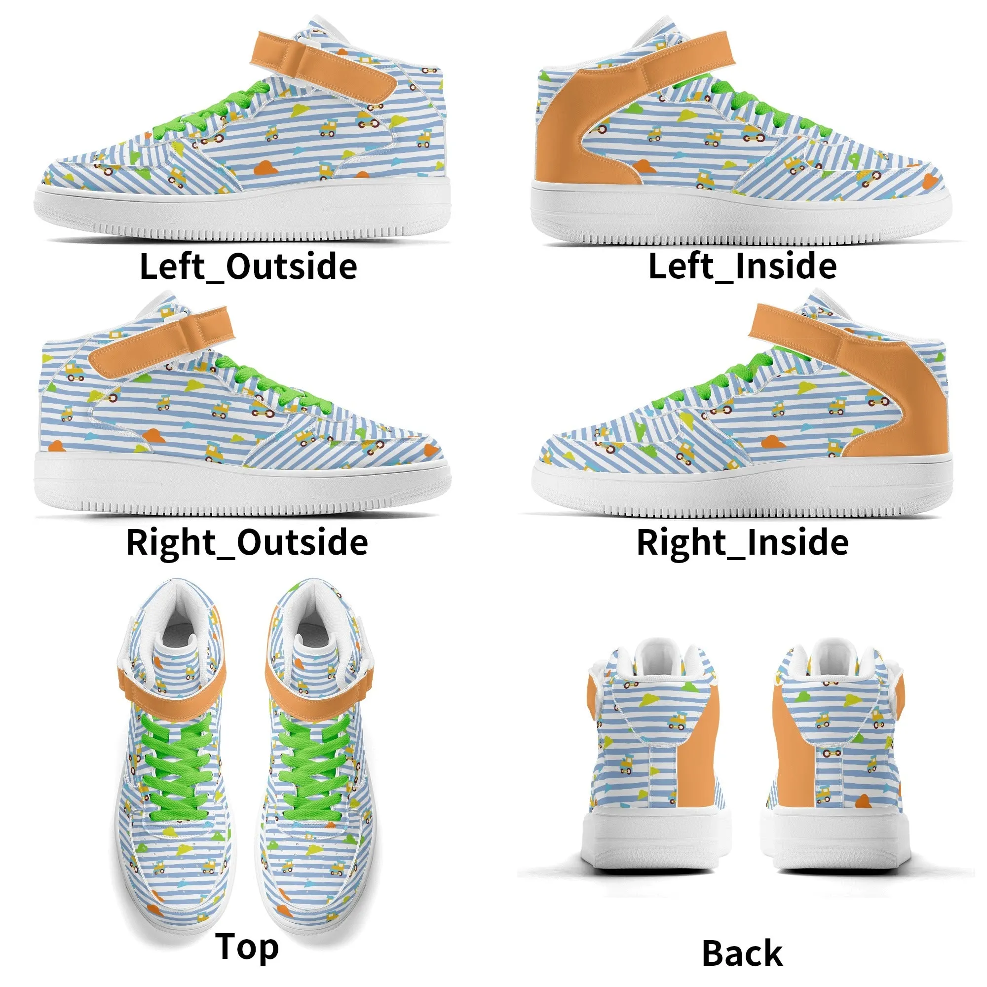 Choo-Choo Stripes Ladies High Top Leather Sneakers