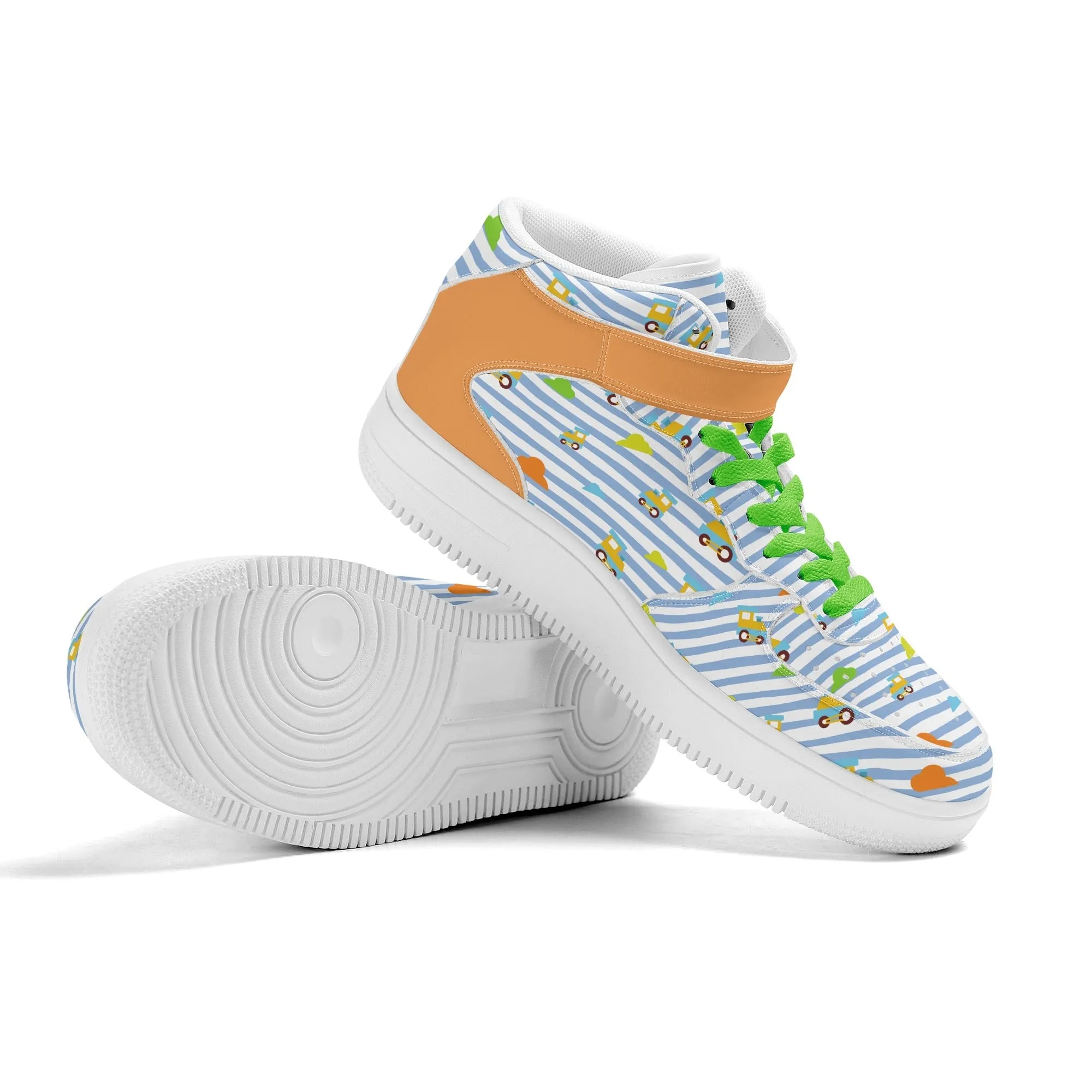 Choo-Choo Stripes Ladies High Top Leather Sneakers