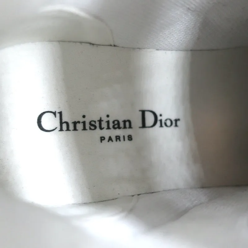 Christian Dior D-Player Sneakers White Quilted Nylon & Pink Patent Size 38