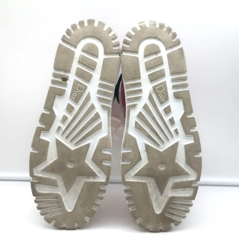 Christian Dior D-Player Sneakers White Quilted Nylon & Pink Patent Size 38