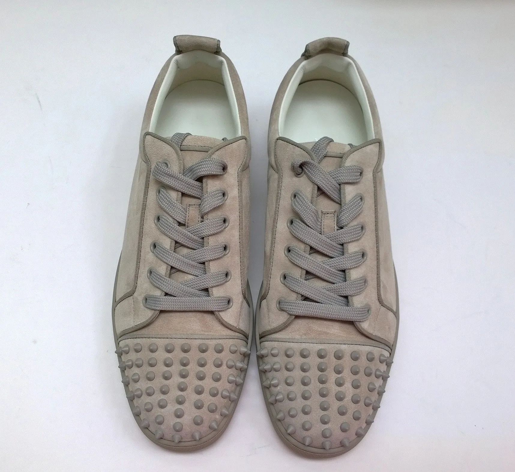 Christian Louboutin Louis Junior Spikes Sneakers in Warm Grey Goose