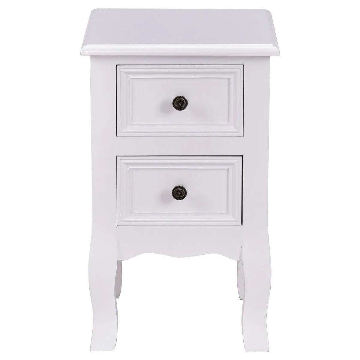 Classic Wooden White 1-Drawer Open Shelf End Table Nightstand