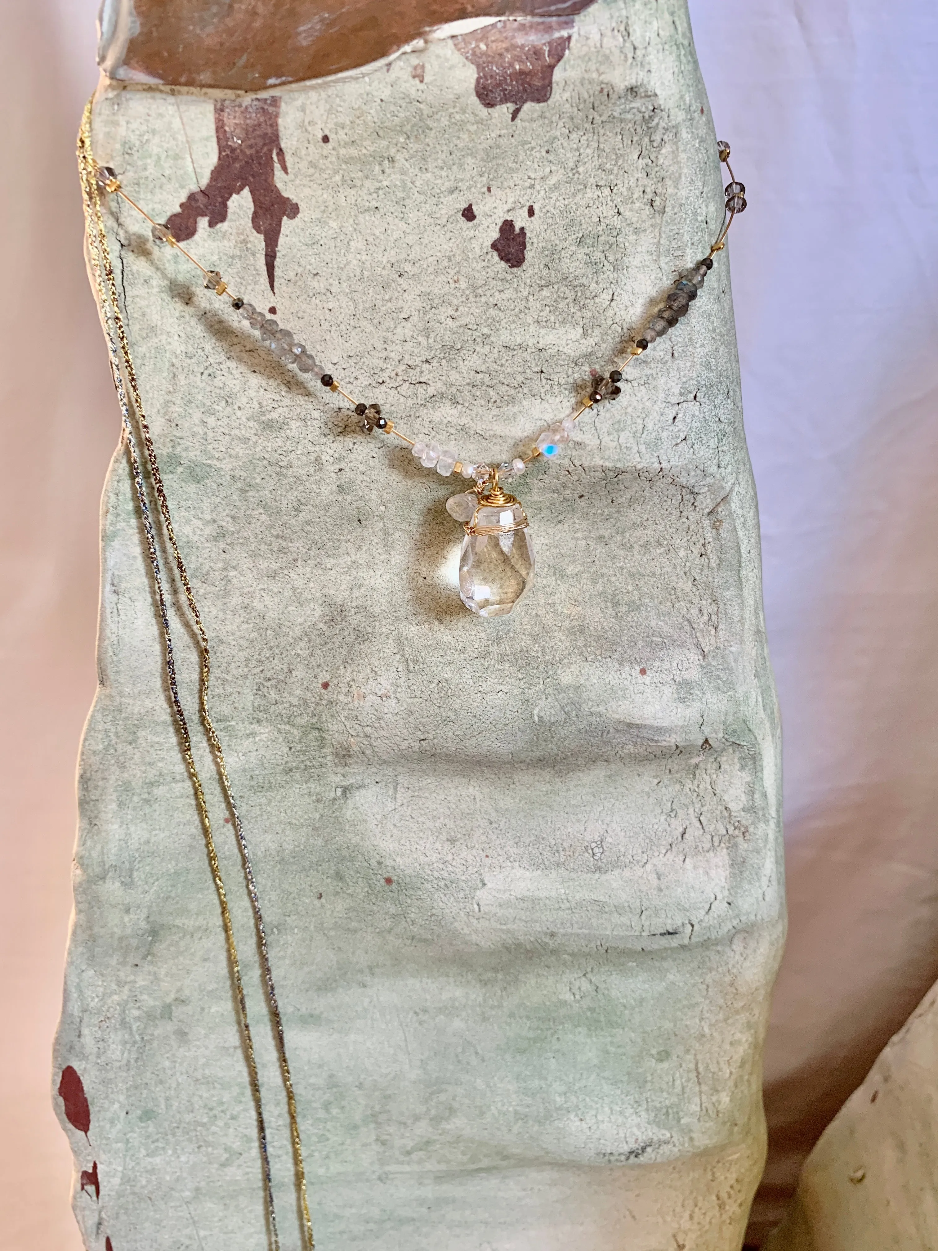 Clear Quartz Necklace with Moonstone