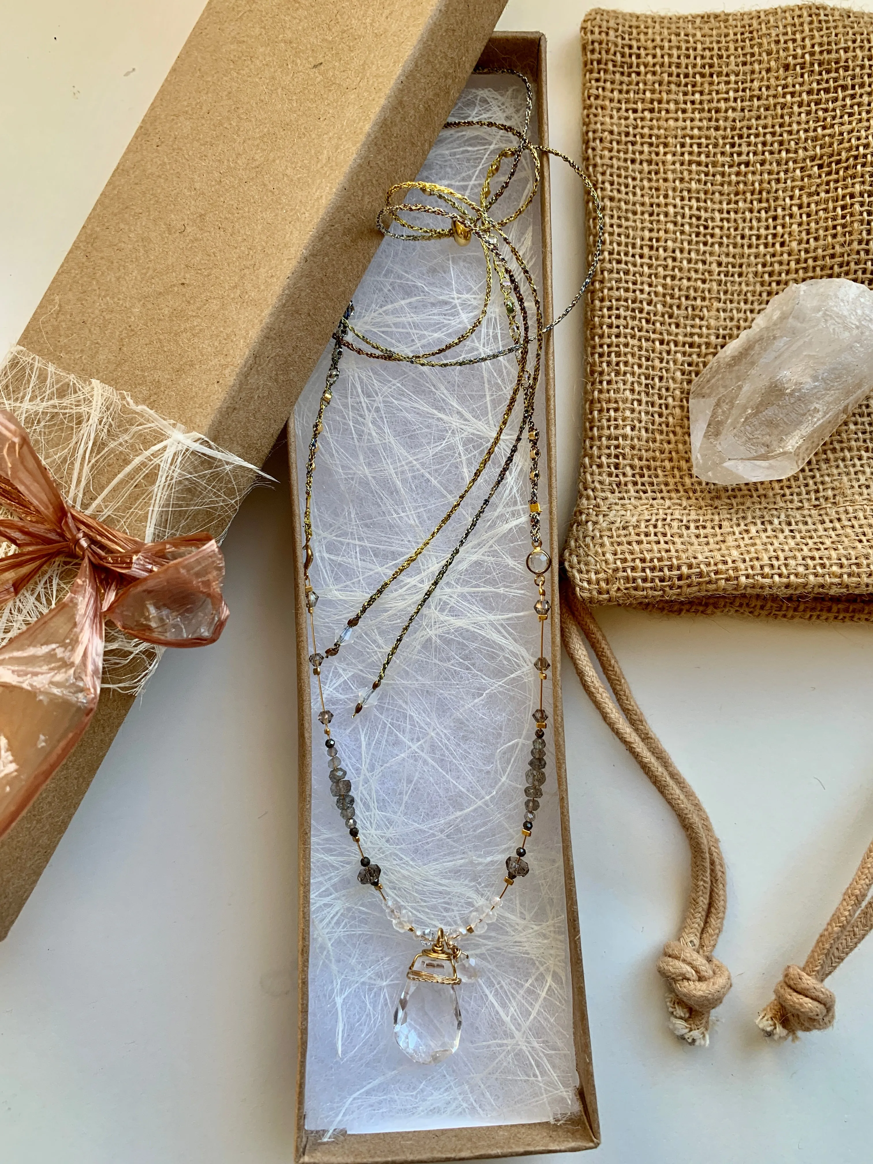 Clear Quartz Necklace with Moonstone
