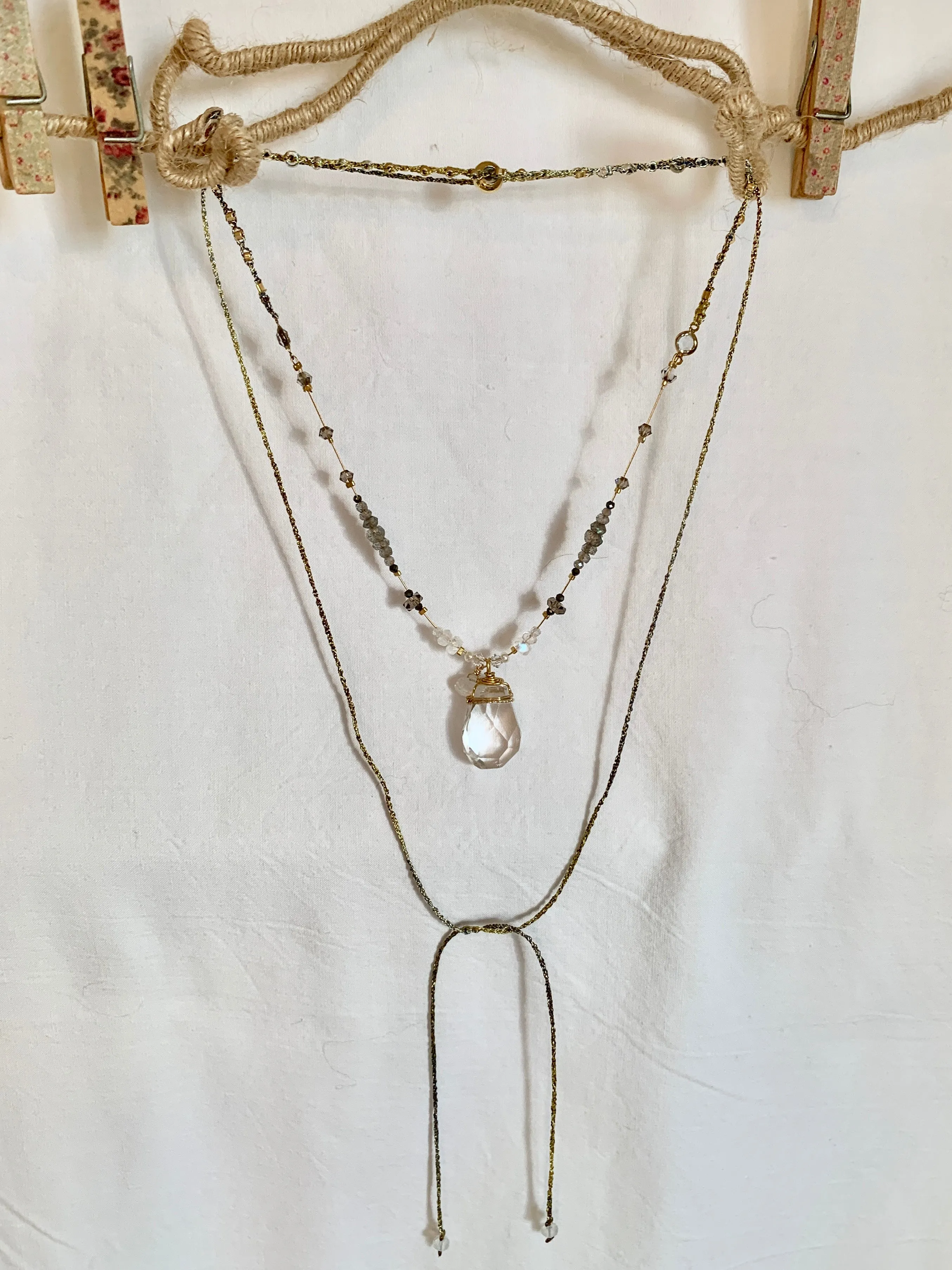 Clear Quartz Necklace with Moonstone