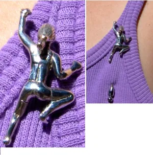 Climbing Girl Figurine Stickpin - Sterling - Rock Climbing Jewelry