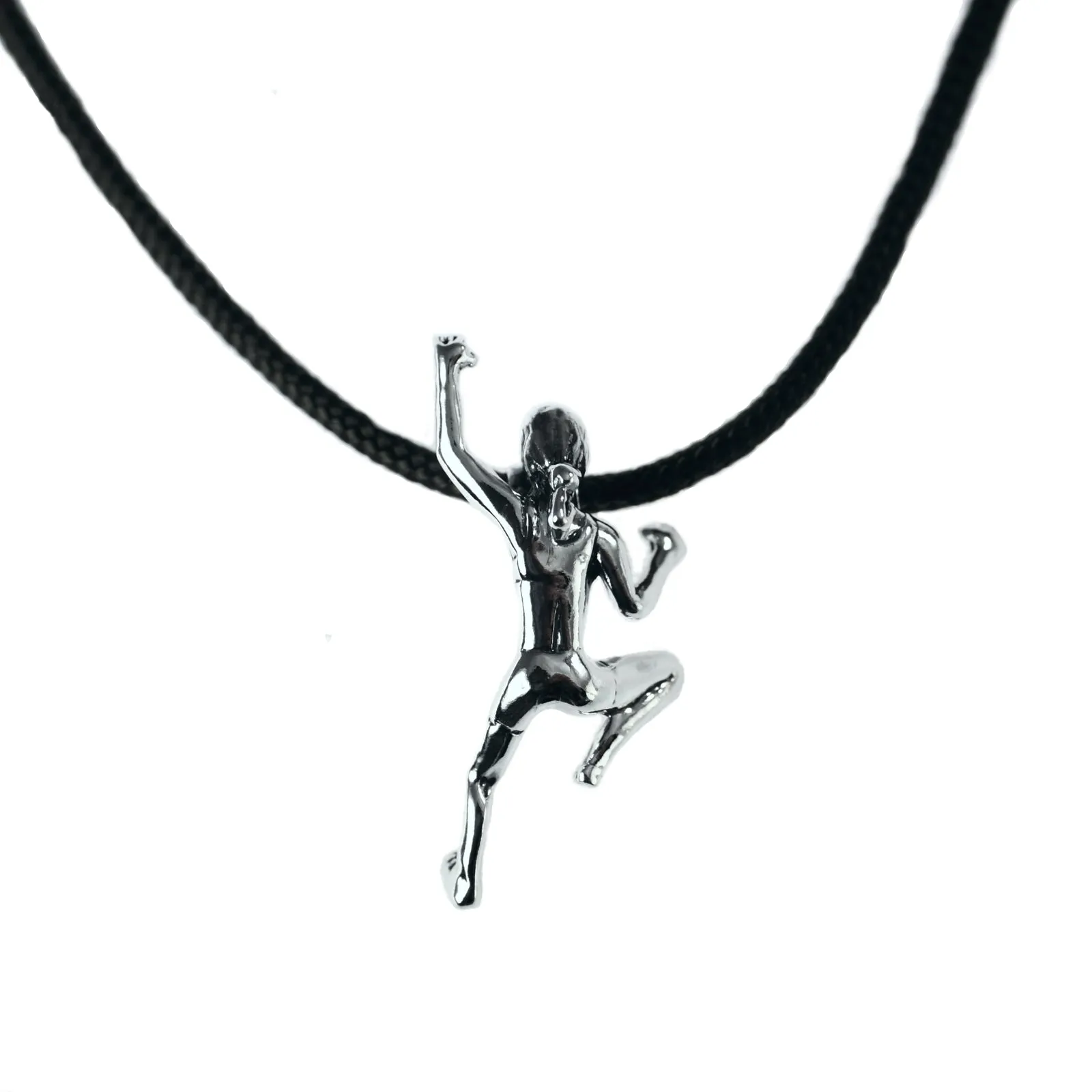 Climbing Girl Necklace - Sterling & Nylon cord