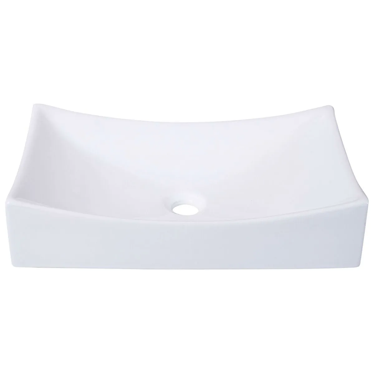 Contemporary 21-inch Bathroom Ceramic Vessel Sink Rectangular White