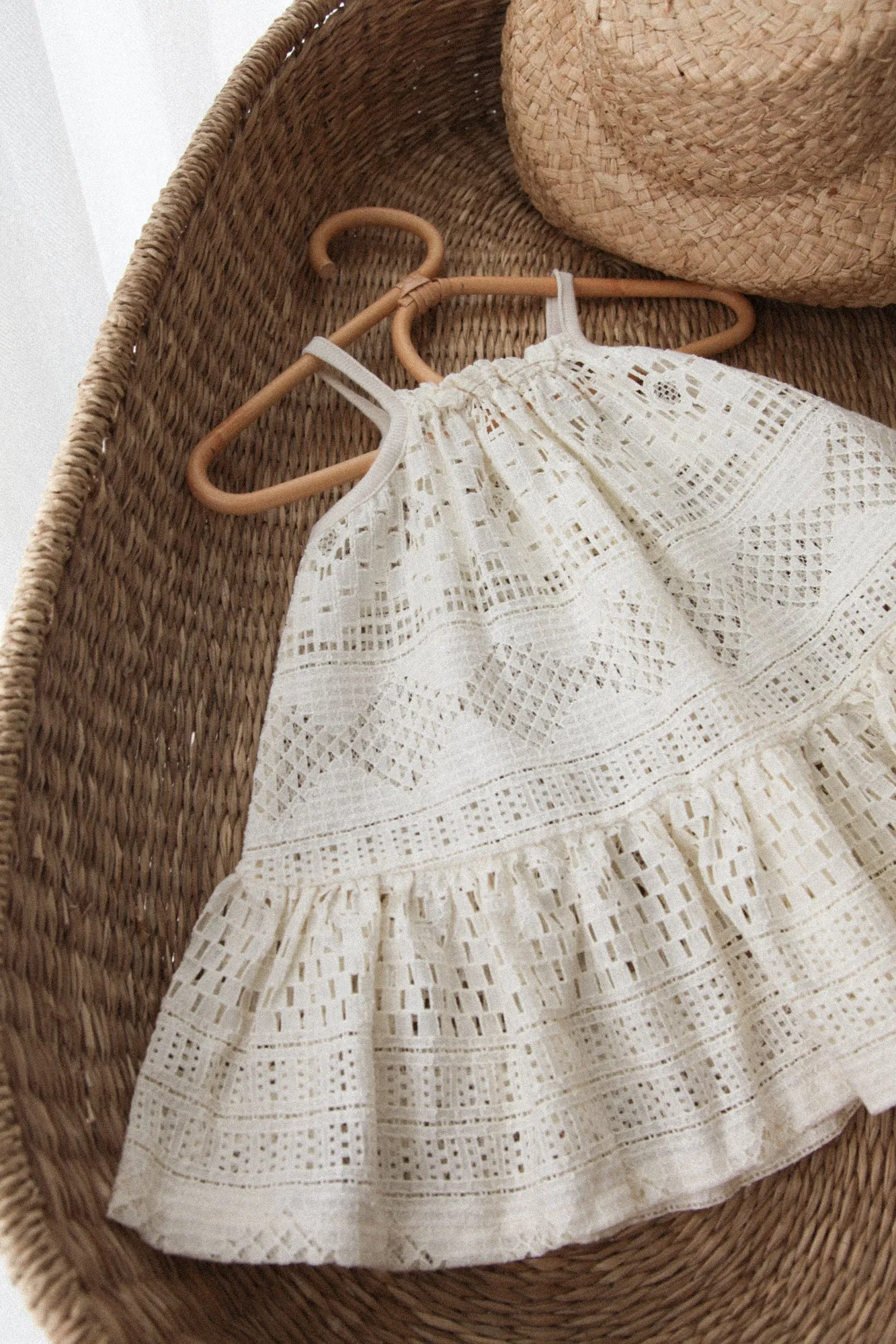 Cream Openwork Frill Beach Dress