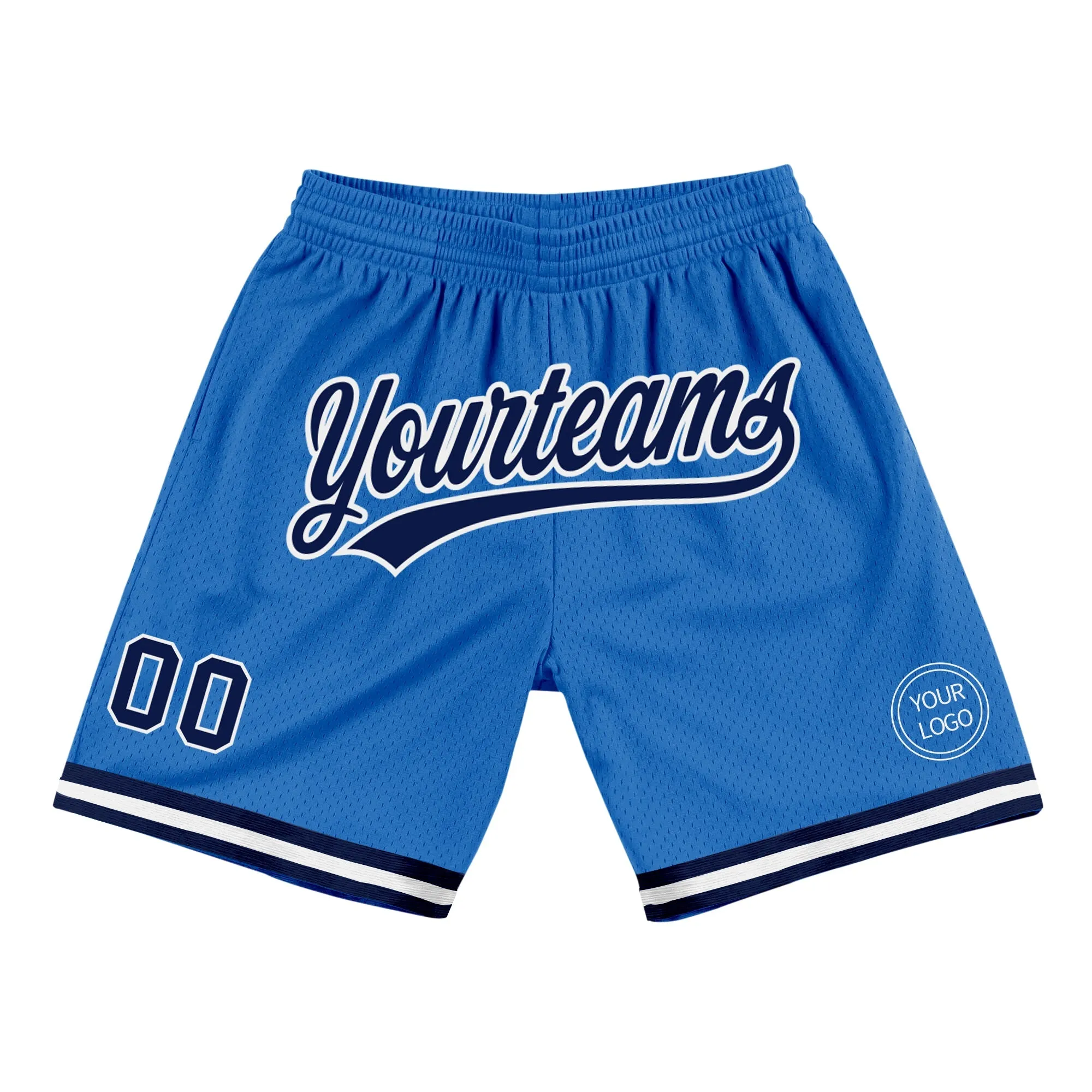Custom Blue Navy-White Authentic Throwback Basketball Shorts