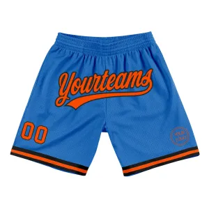 Custom Blue Orange-Black Authentic Throwback Basketball Shorts
