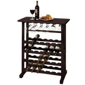 Dark Espresso Brown 24-Bottle Floor Wine Rack