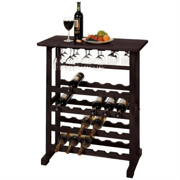 Dark Espresso Brown 24-Bottle Floor Wine Rack