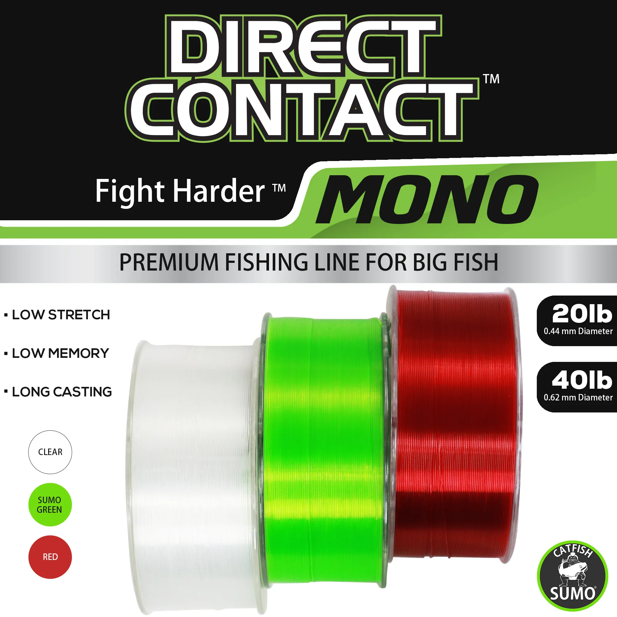 Direct Contact™ Premium Fishing Line for Big Fish, Mono, 300 Yard Spool