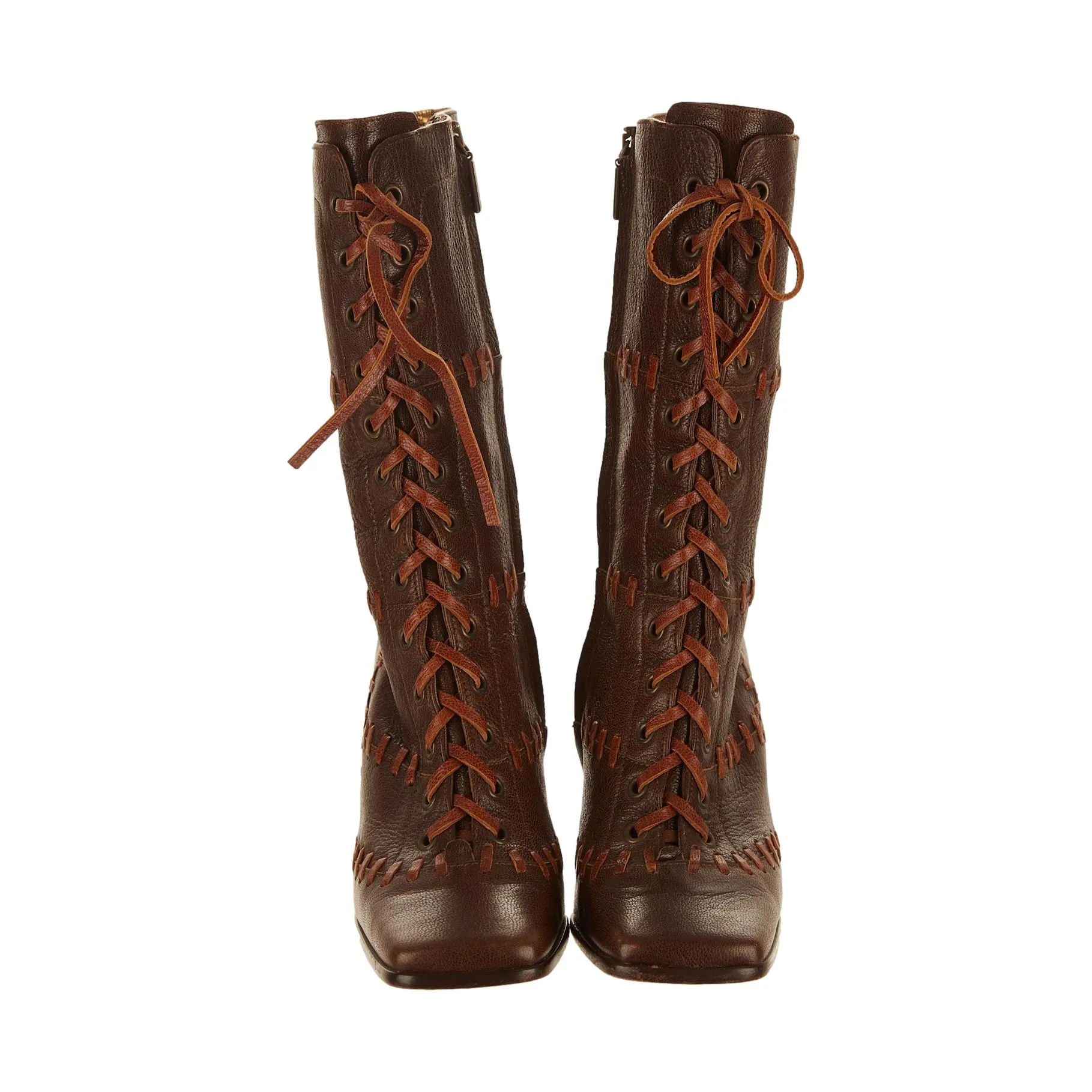 Dolce & Gabbana Brown Tie Ankle Boots