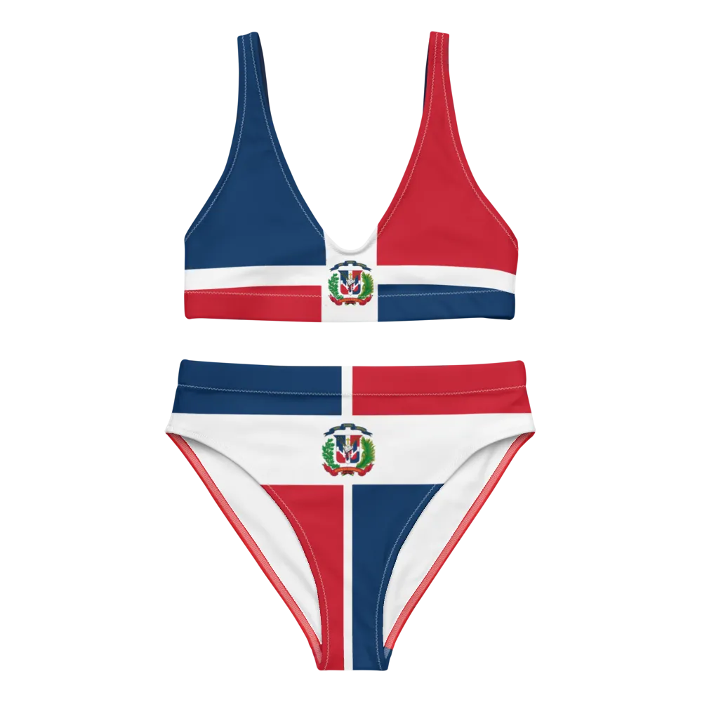 Dominican Republic Flag High-Waisted Two Piece Bikini Set Swimsuit