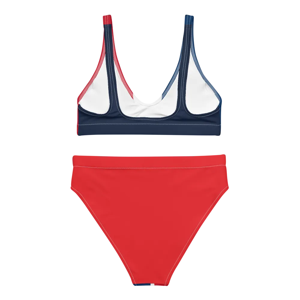 Dominican Republic Flag High-Waisted Two Piece Bikini Set Swimsuit