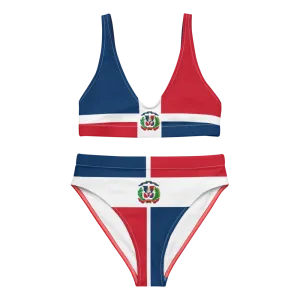 Dominican Republic Flag High-Waisted Two Piece Bikini Set Swimsuit