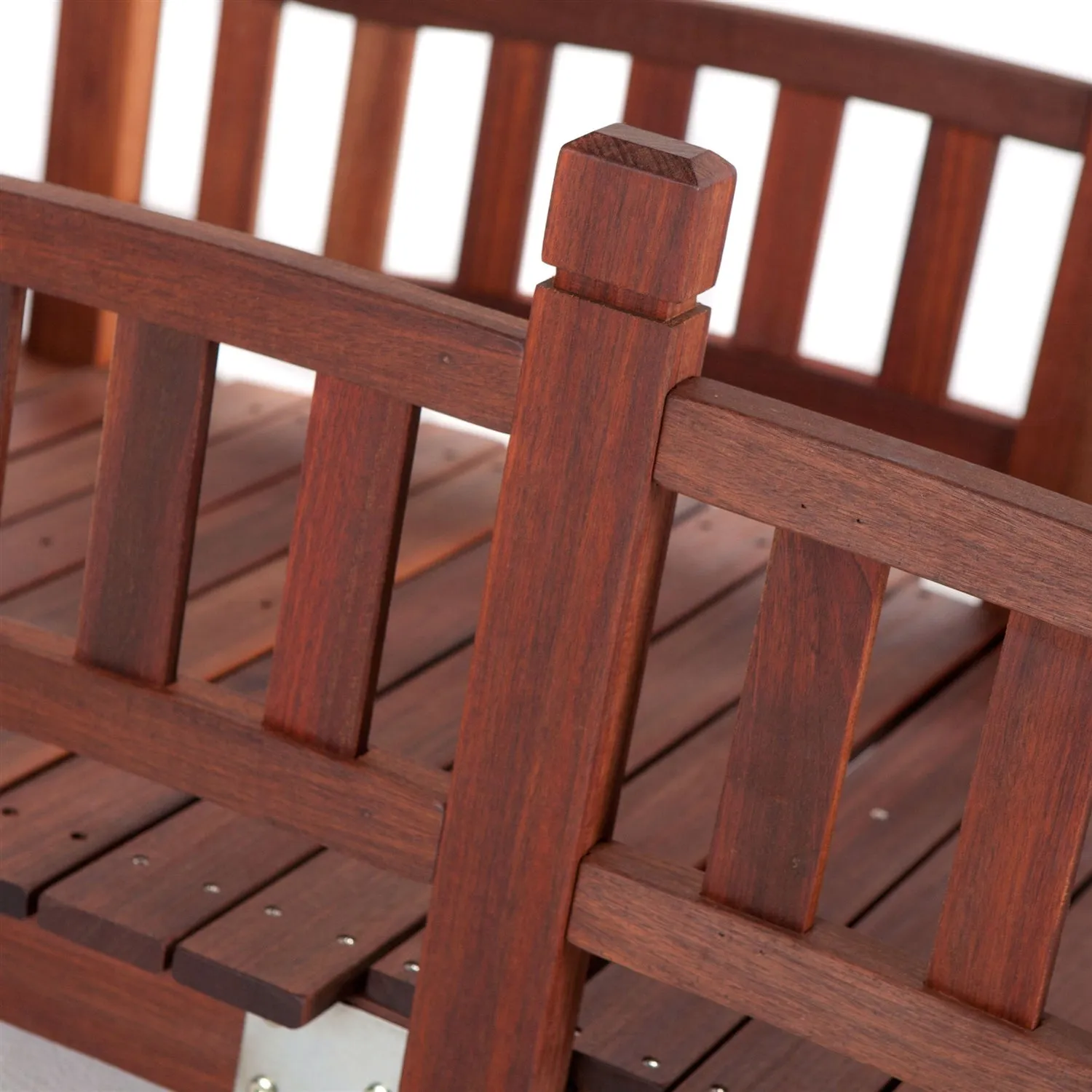 Durable Red Shorea Wood 6-Ft Garden Bridge with Hand Rails