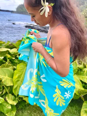 ECO PAREO - FAIRY TIARE Turquoise Blue - FULL SIZE