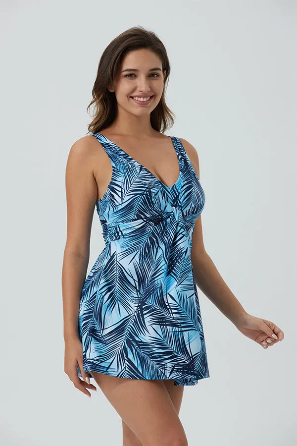 ECUPPER One Piece V-Neck Twist Floral Swimsuits Built in Briefs