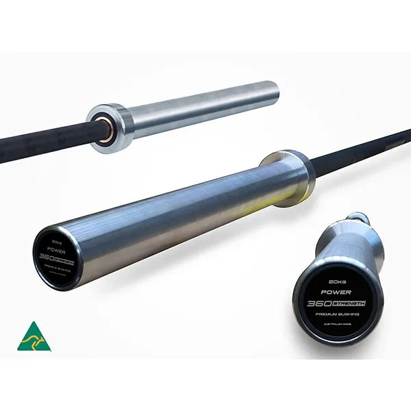 End of Line Clearance | ELITE Powerlifting 20kg Barbell - Australian Made (Bronze Bushing - Deep Fine Knurl - Black Silver)