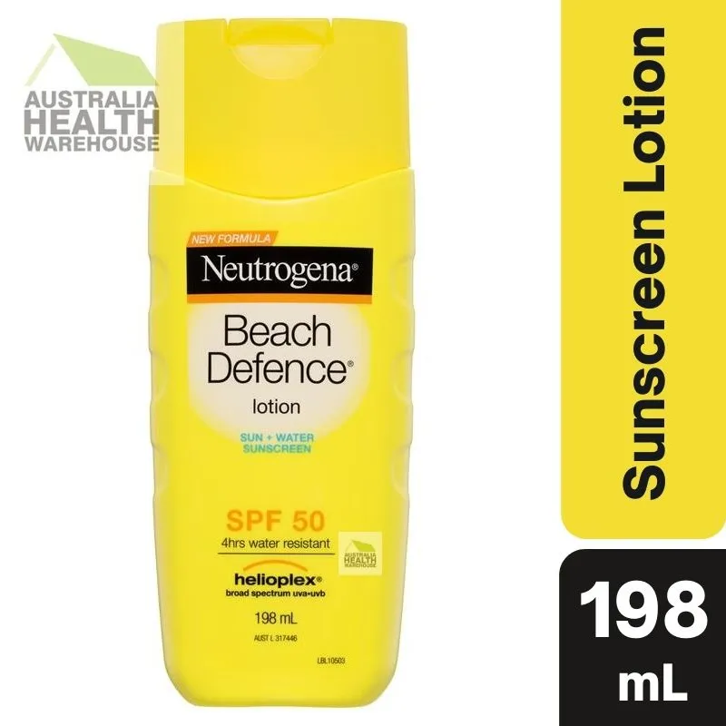 [Expiry: 10/2025] Neutrogena Beach Defence Sunscreen Water   Sun Barrier Lotion SPF 50 198mL