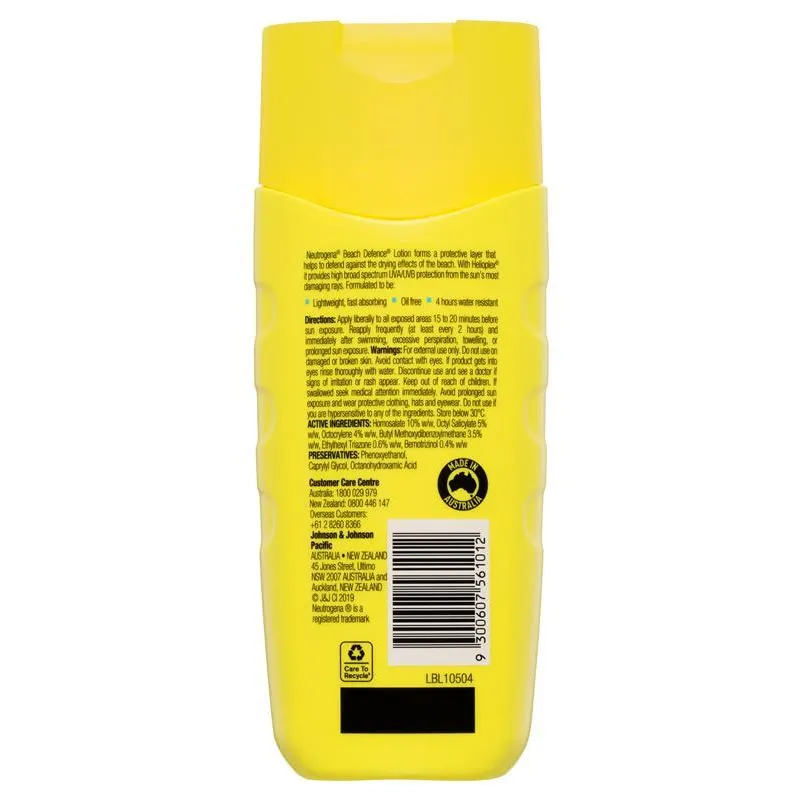 [Expiry: 10/2025] Neutrogena Beach Defence Sunscreen Water   Sun Barrier Lotion SPF 50 198mL