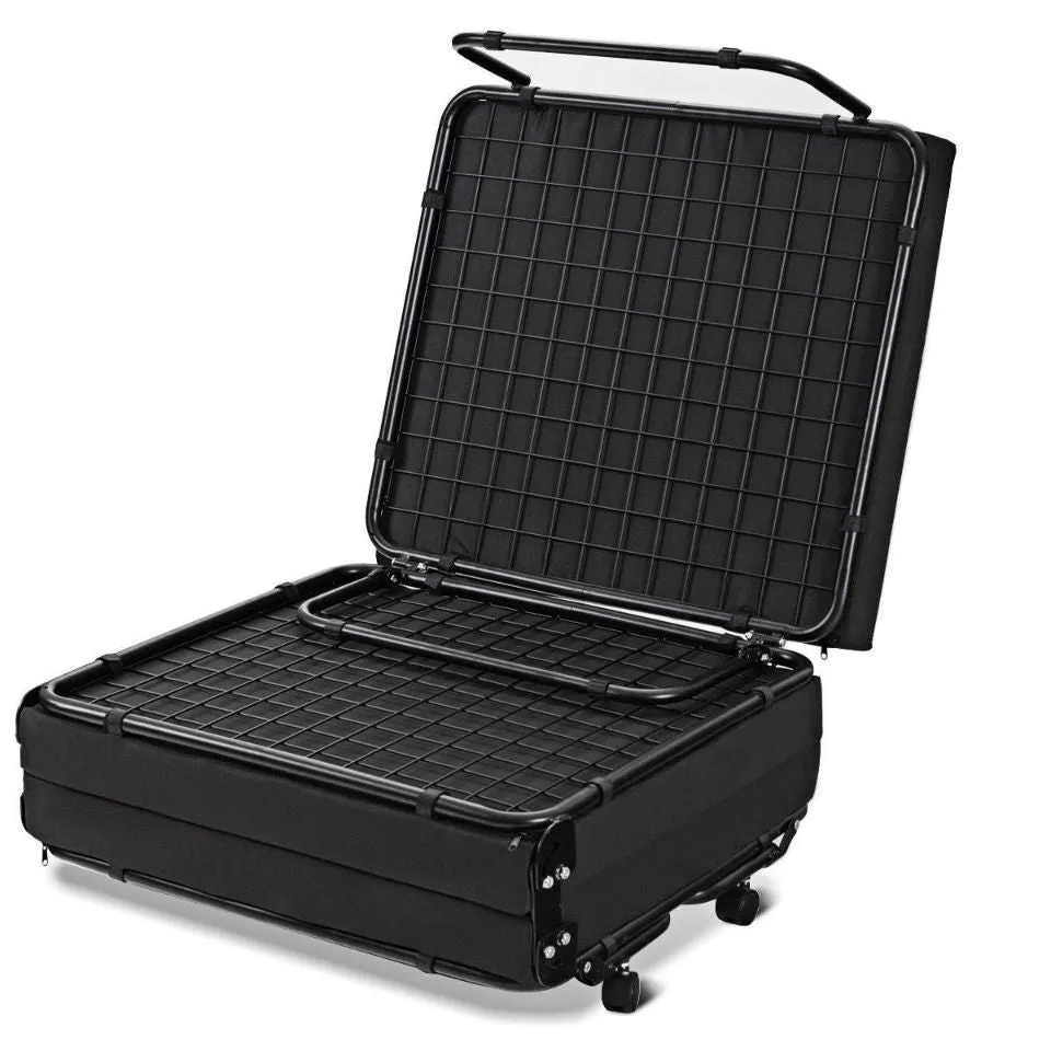 Folding Rollaway Guest Bed Frame Ottoman with Mattress and Casters