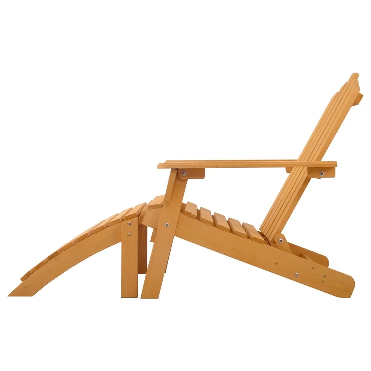 Folding Wooden Adirondack Chair with Foot Rest Ottoman