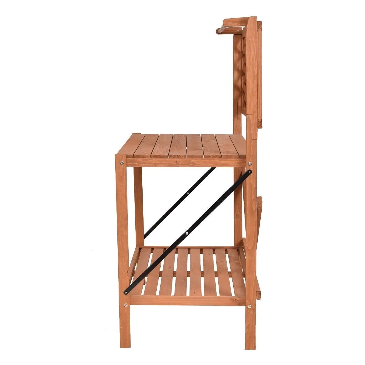 Folding Wooden Garden Workstation Potting Bench with Shelf