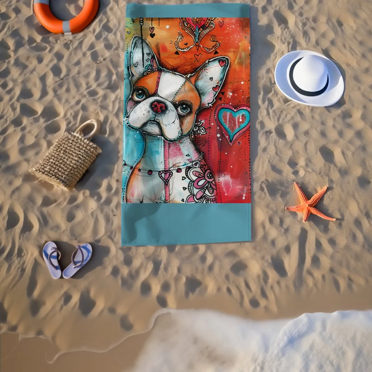 French Bulldog Beach Towel