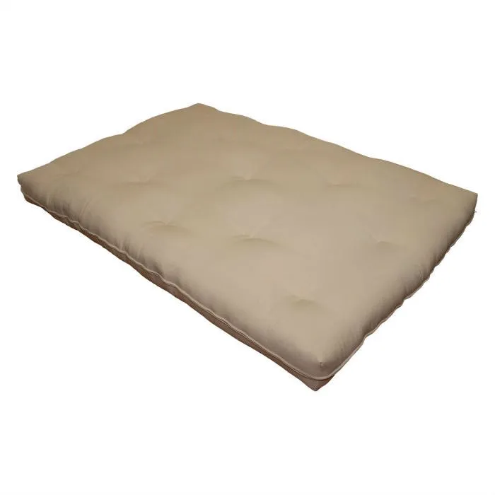 Full size 8-inch Thick Cotton Poly Futon Mattress in Khaki