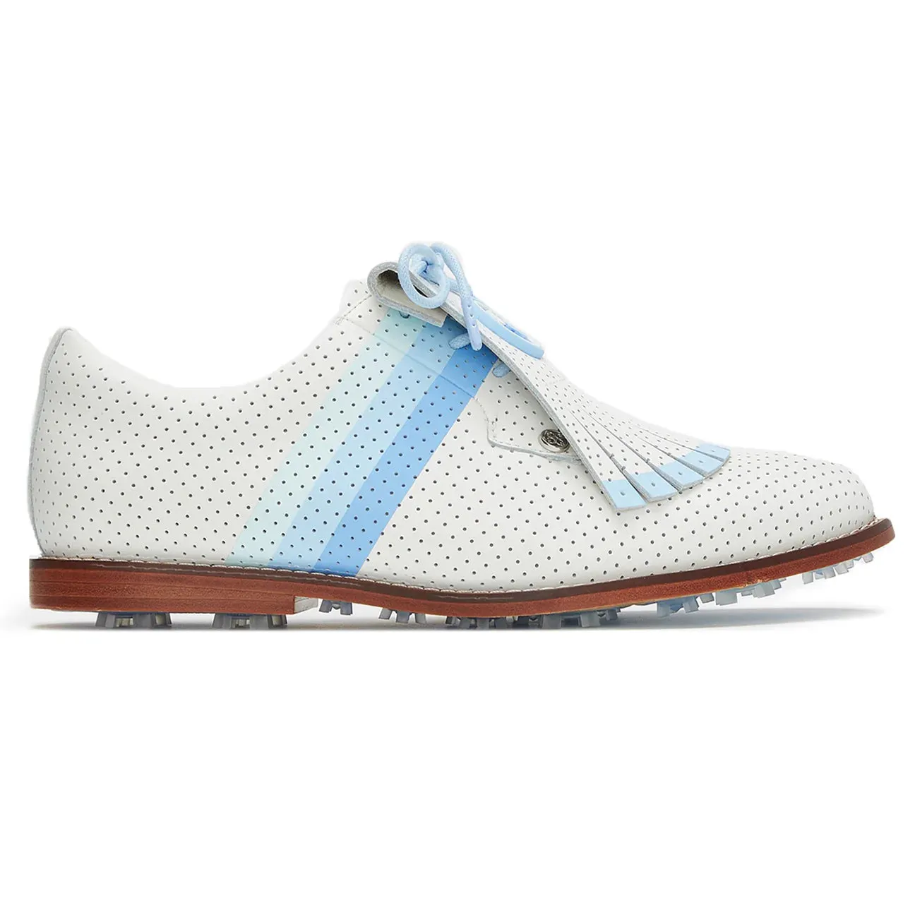 G/FORE WOMENS GALLIVANTER PERFORATED LEATHER KILTIE GOLF SHOE - SNOW