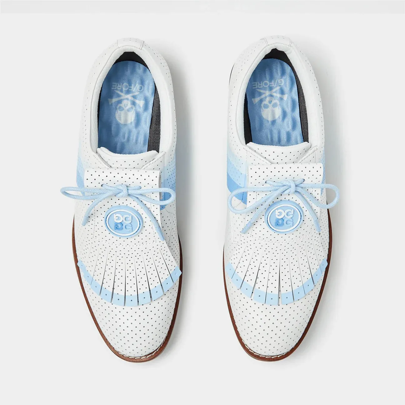 G/FORE WOMENS GALLIVANTER PERFORATED LEATHER KILTIE GOLF SHOE - SNOW