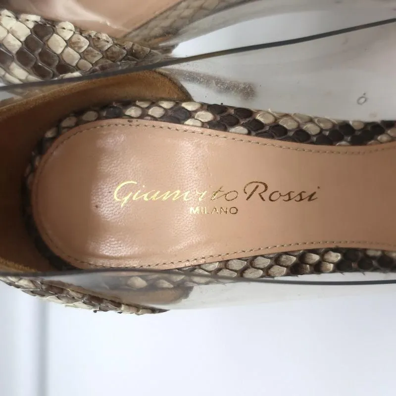Gianvito Rossi Plexi Pumps Python & PVC Size 37 Pointed Toe Heels
